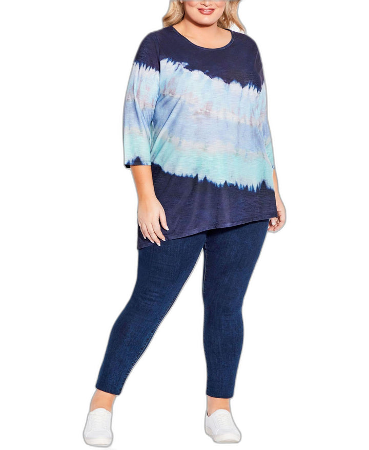 Plus Size 3/4 Sleeve Tie Dye Tee