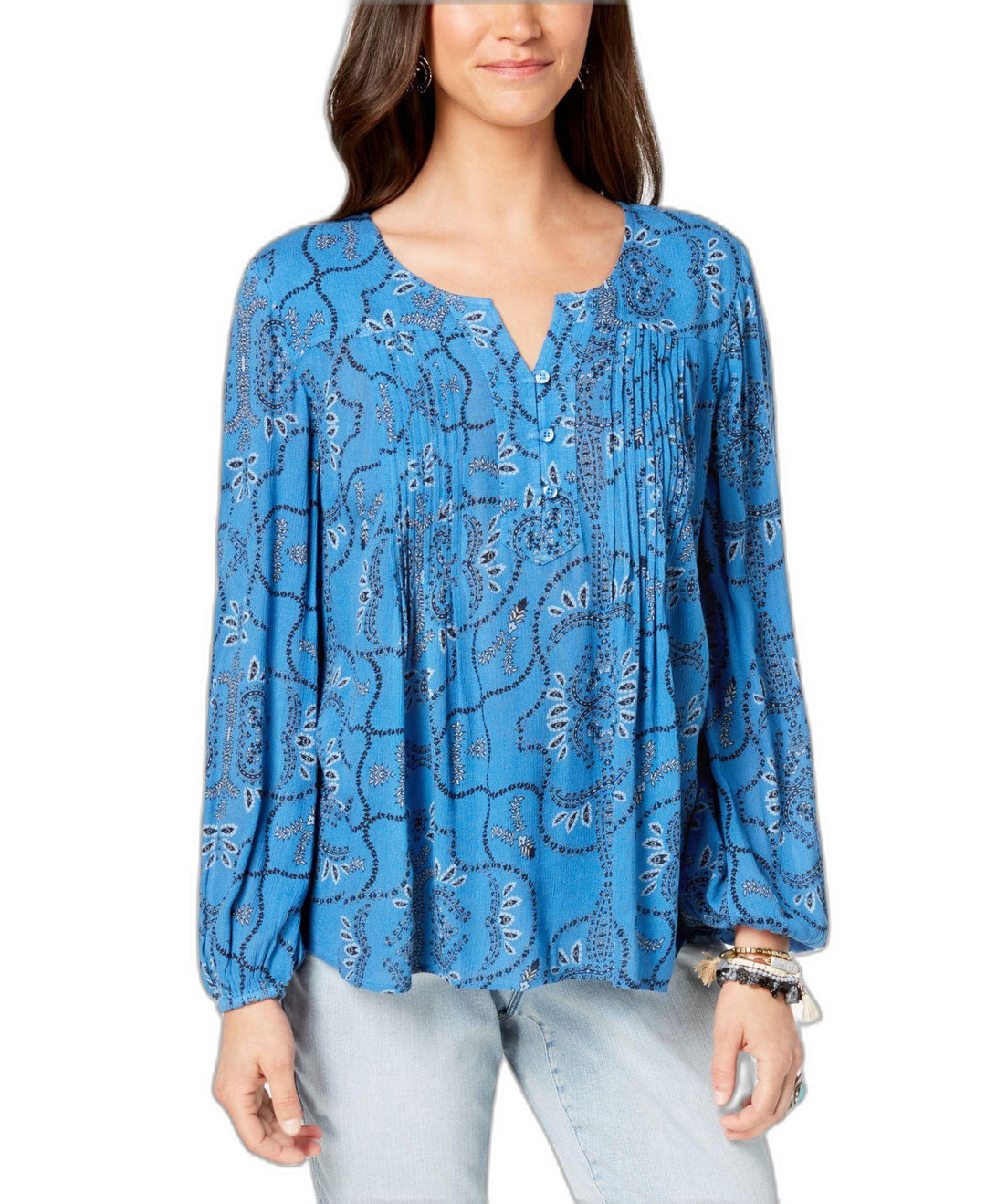 Style & Co Printed Peasant Top