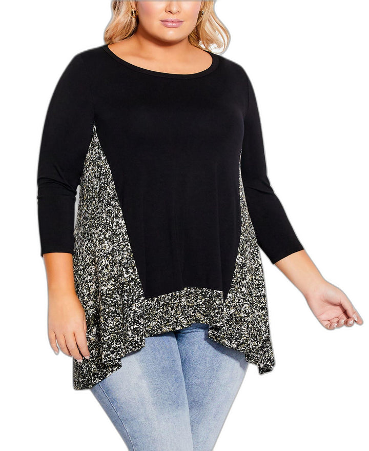 Plus Size Elsa 3/4 Sleeve Print Tunic Top