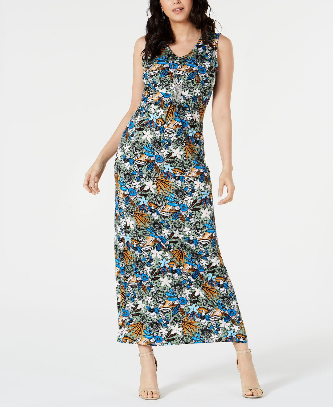Petite Sleeveless V-Neck Maxi Dress