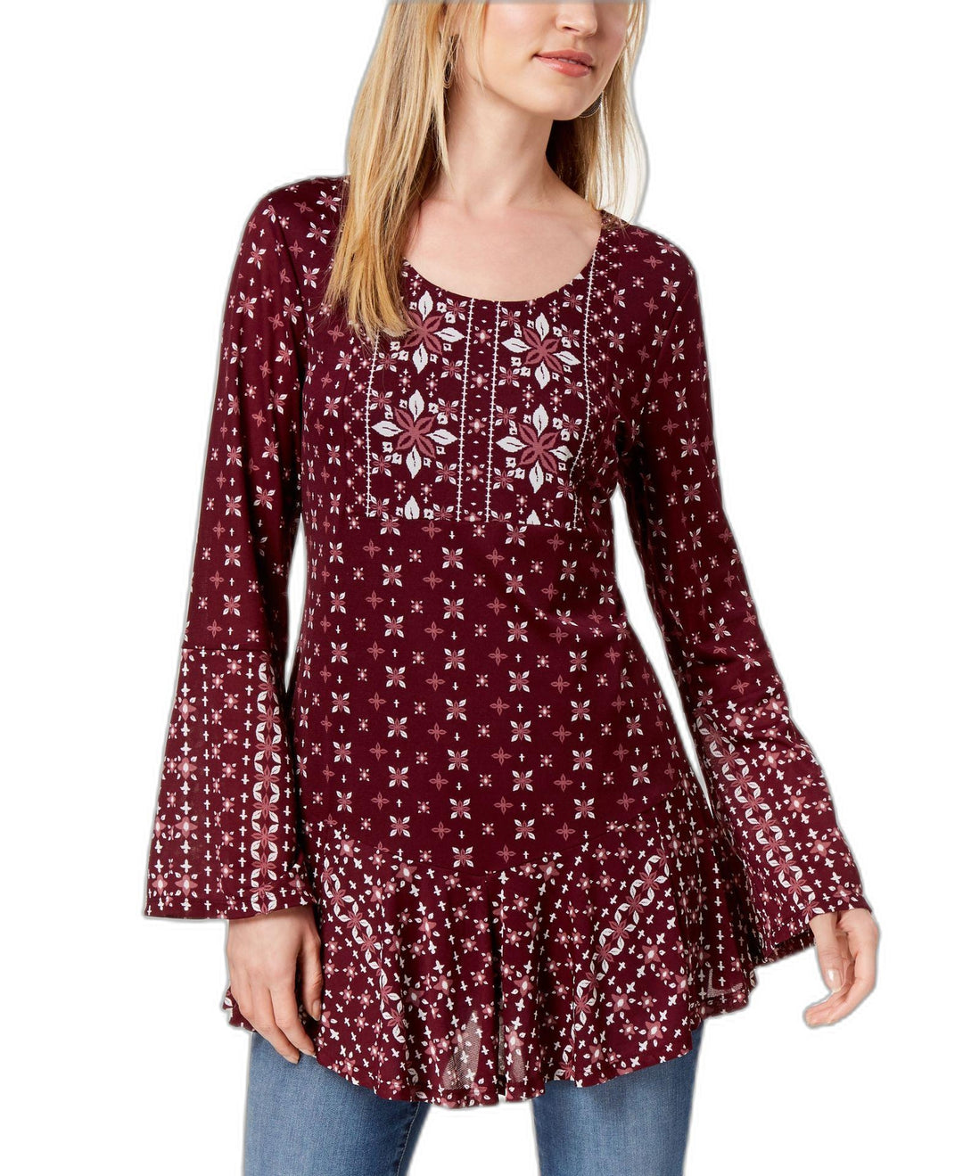 Style & Co Printed Bell Sleeve Top