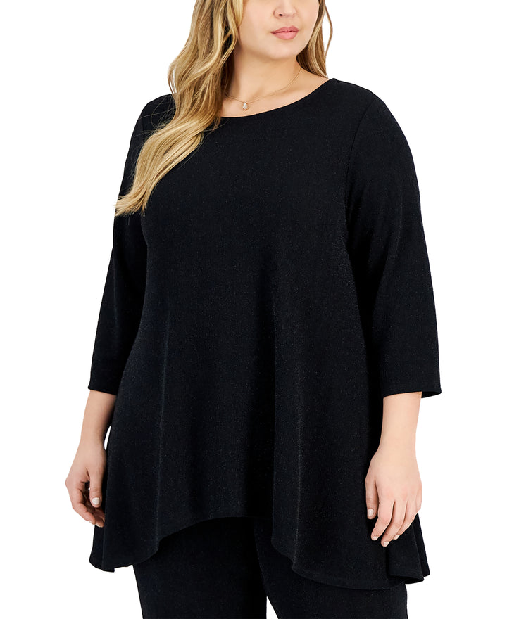 Plus Size Shiny Swing Top