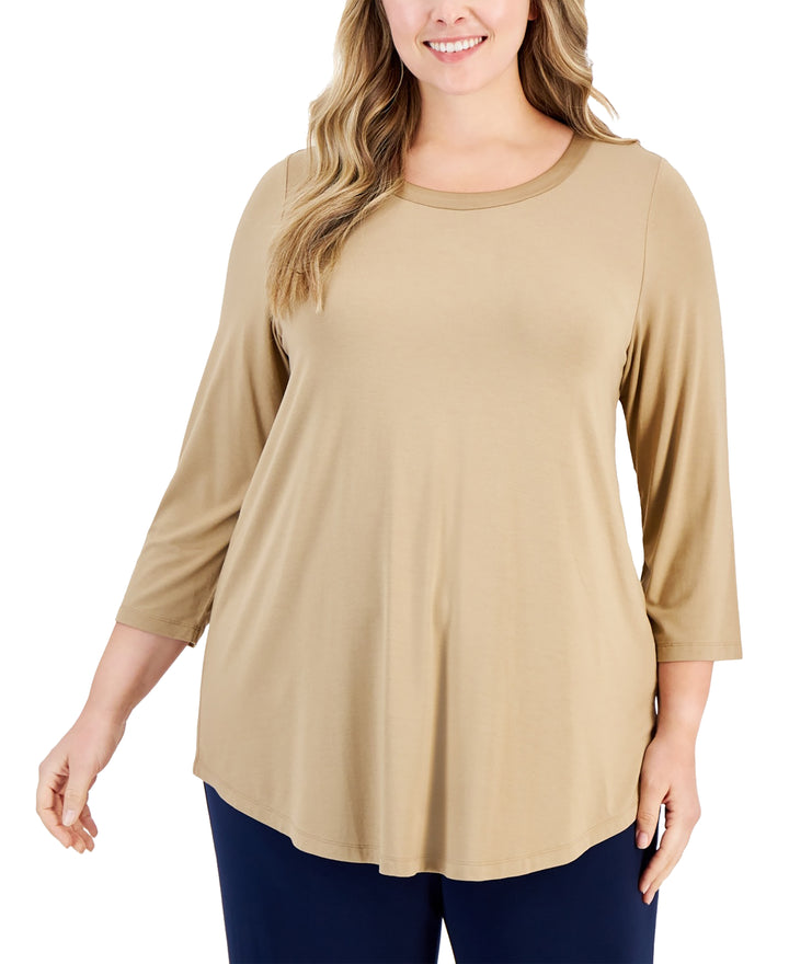 Plus Size Satin-Trim Top