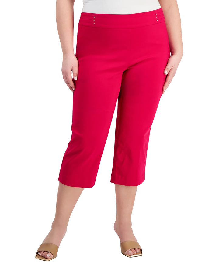 Plus Size Tummy Control Pull-On Capri Pants