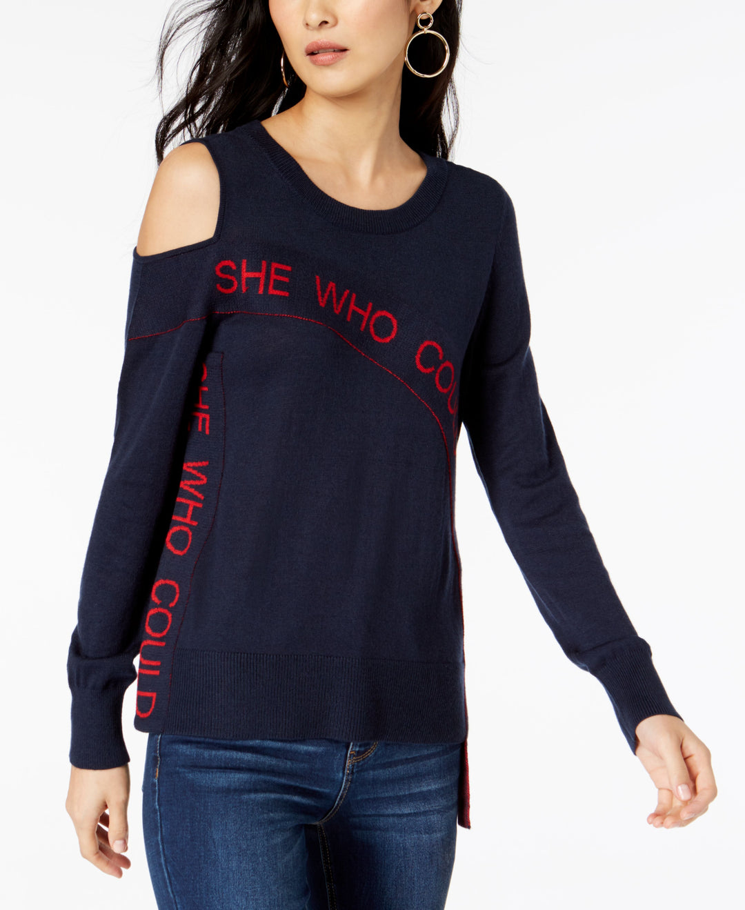 Graphic Print Asymmetrical Sweater