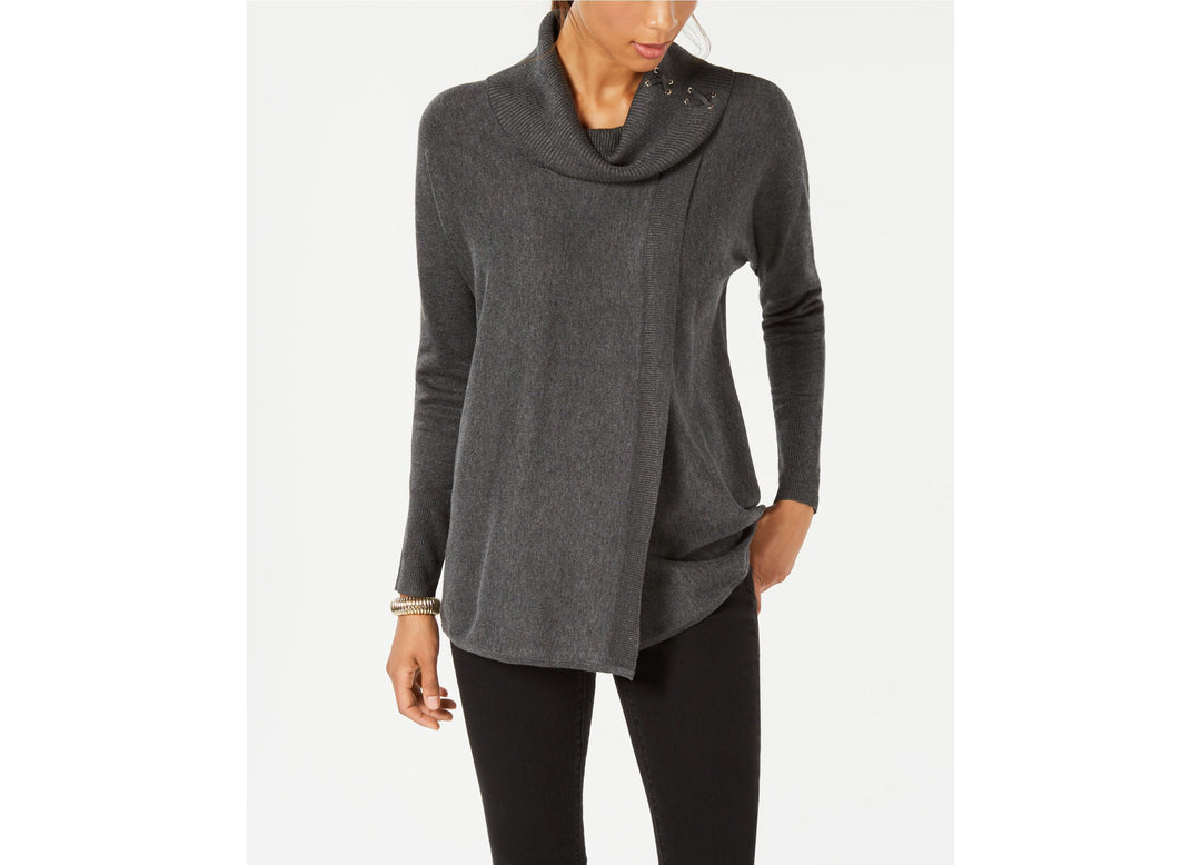 JM Collection Faux Wrap Cowl Neck Sweater