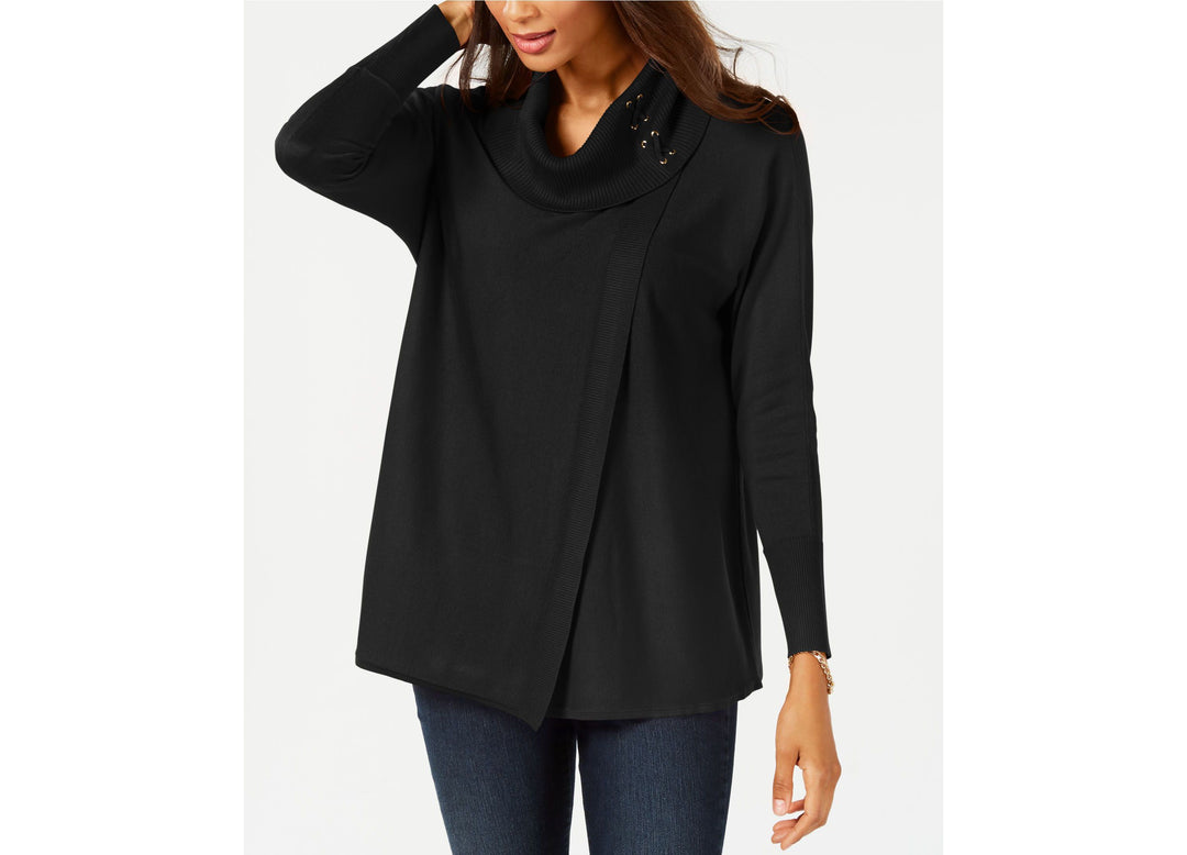 JM Collection Faux Wrap Cowl Neck Sweater