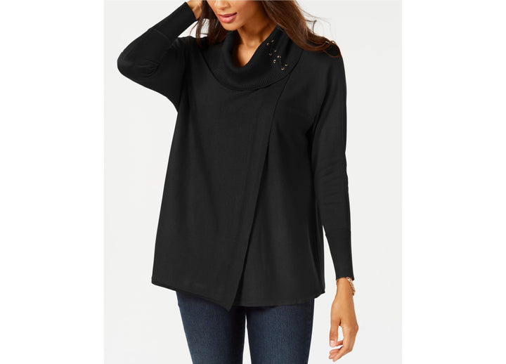 JM Collection Faux Wrap Cowl Neck Sweater