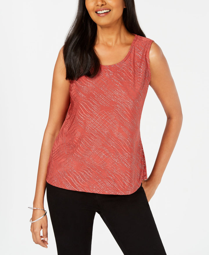 JM Collection Petite Jacquard Print Top