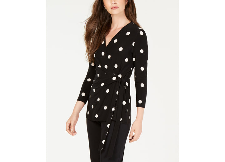 Anne Klein Petite Dot-Print Side-Tie Top