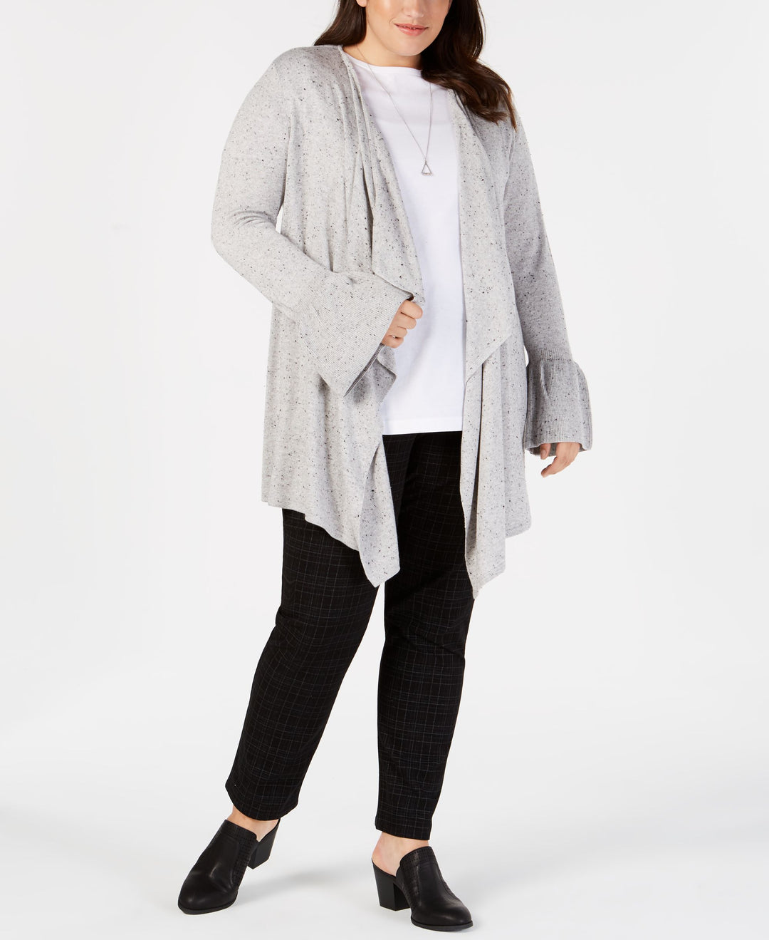 Plus Size Ruffled-Sleeve Open-Front Cardigan
