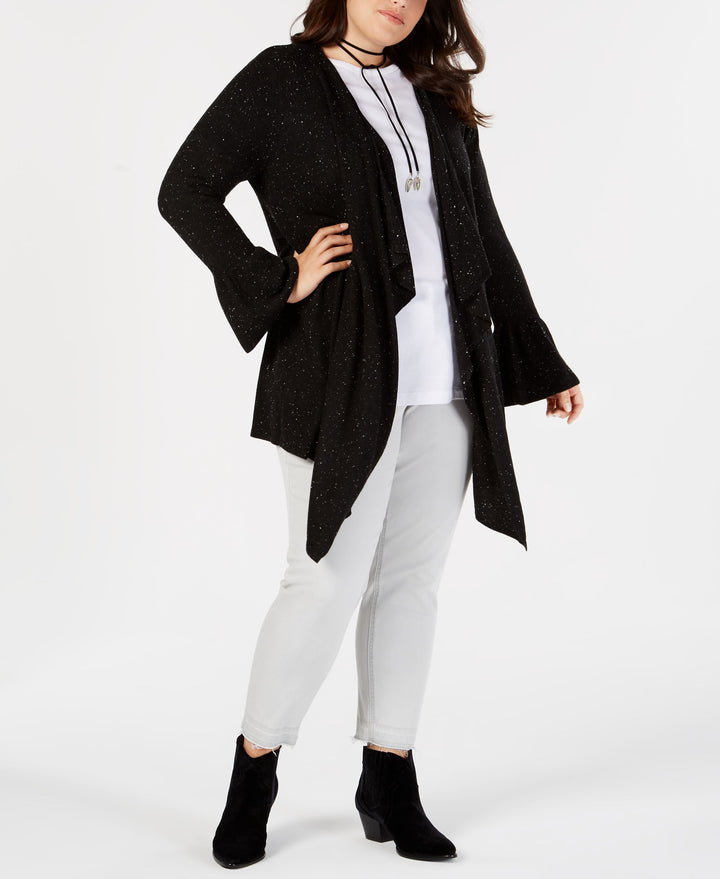 Plus Size Ruffled-Sleeve Open-Front Cardigan