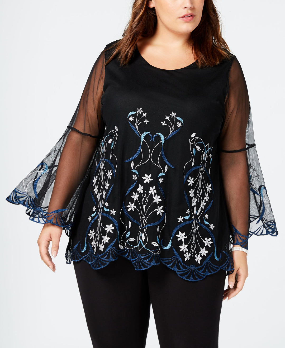 Alfani Plus Size Embellished Bell Sleeve Top