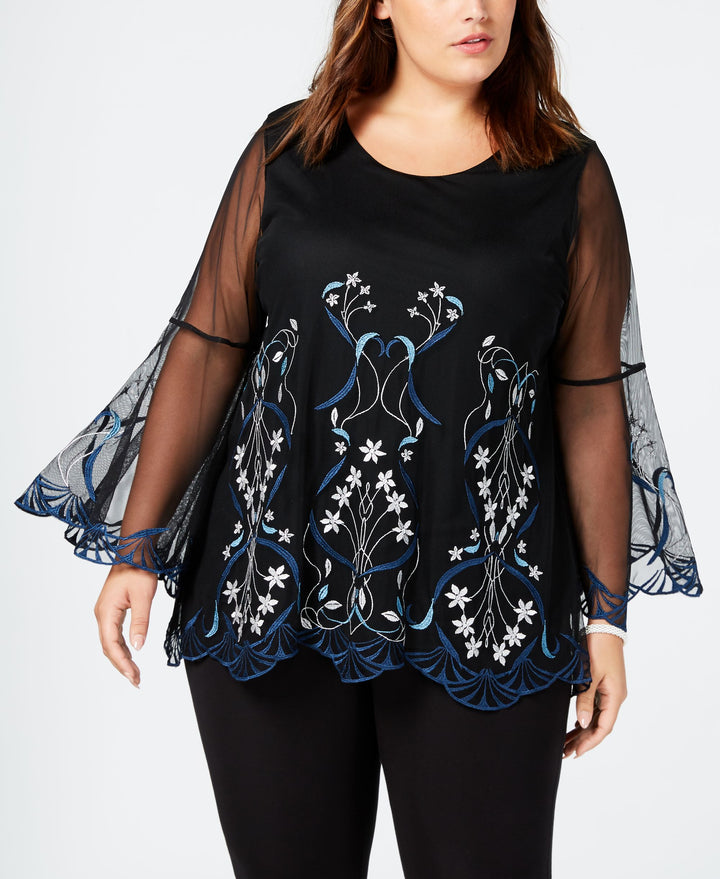 Alfani Plus Size Embellished Bell Sleeve Top