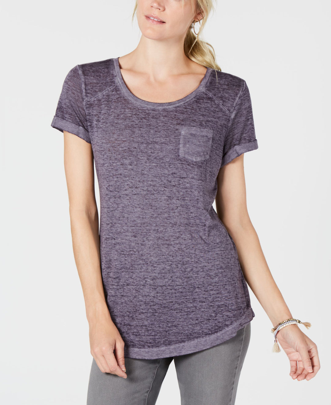 Knot-Hem Pocketed T-Shirt