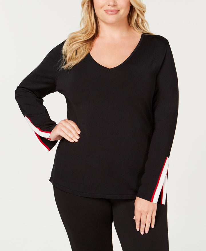 Plus Size Varsity Stripe Sweater