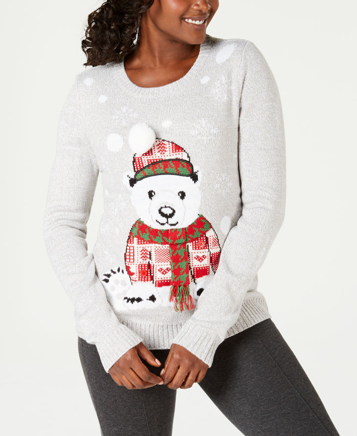 Karen Scott Petite Applique Bear Graphic Sweater