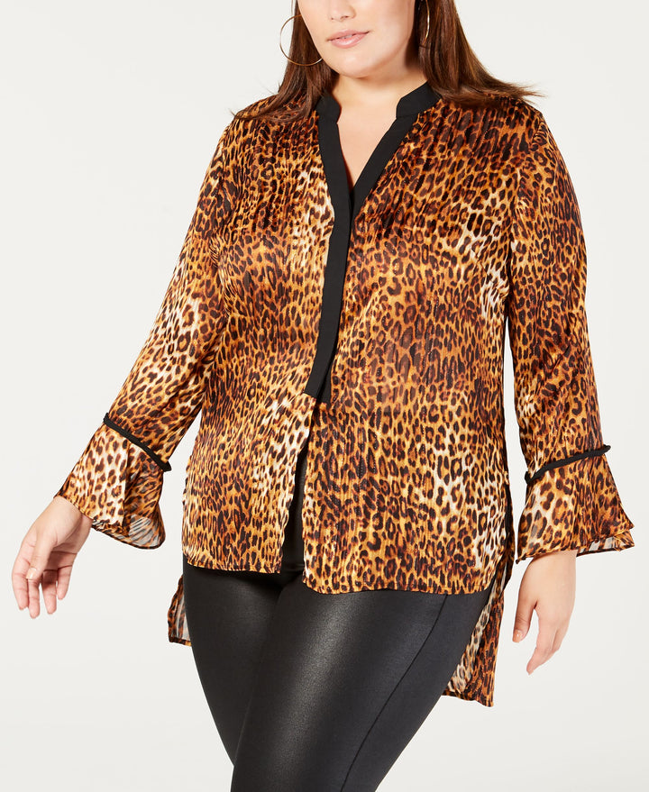 NY Collection Plus Petite Plus Size Printed High Low Top