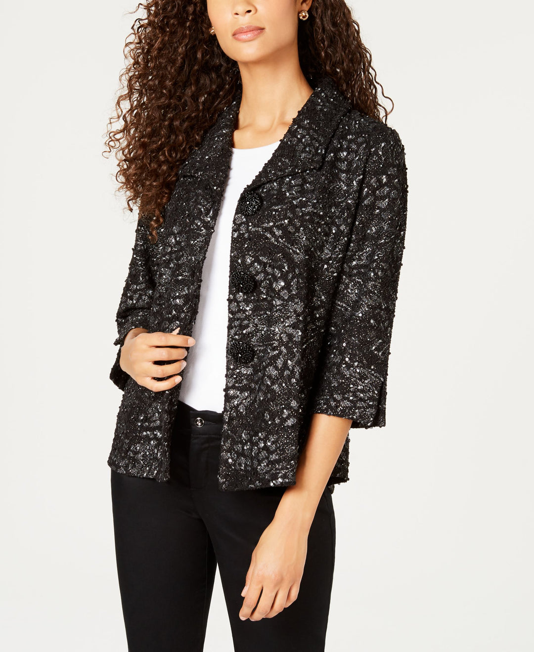 JM Collection Petite Textured Foiled Jacket