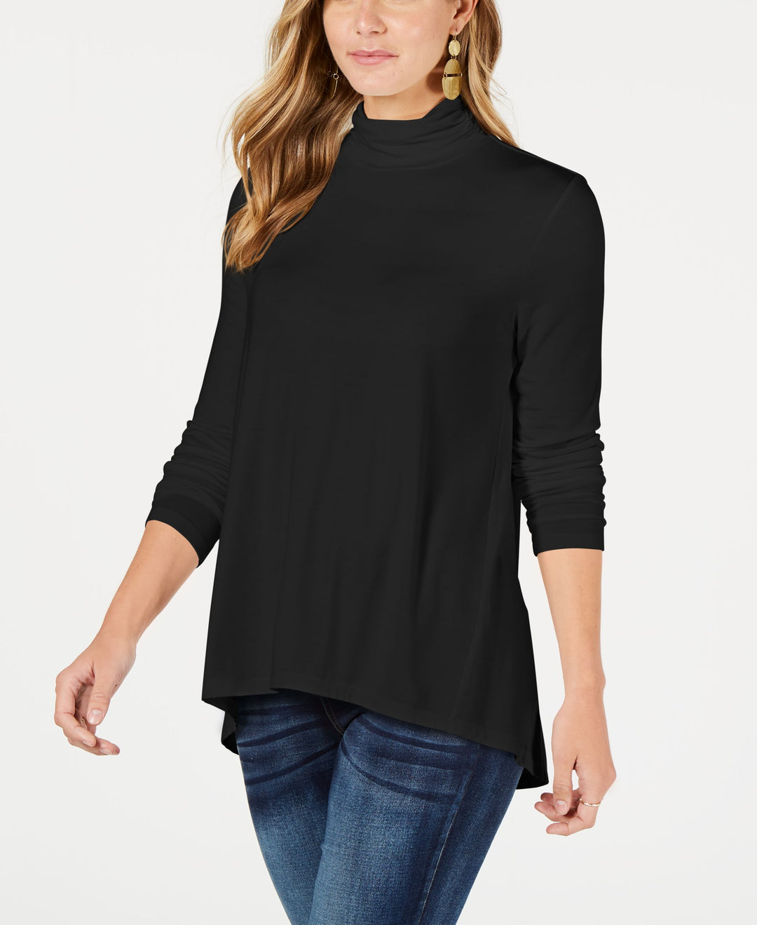 Style & Co Mock Neck High Low Top