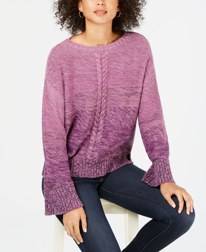 Style & Co Gradient Front Braid Sweater
