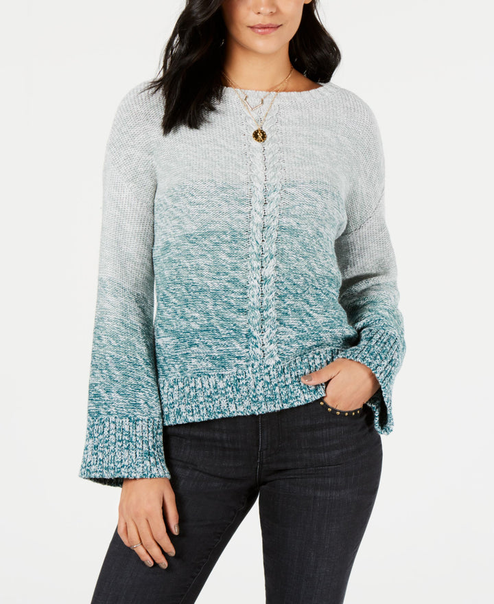 Style & Co Gradient Front Braid Sweater