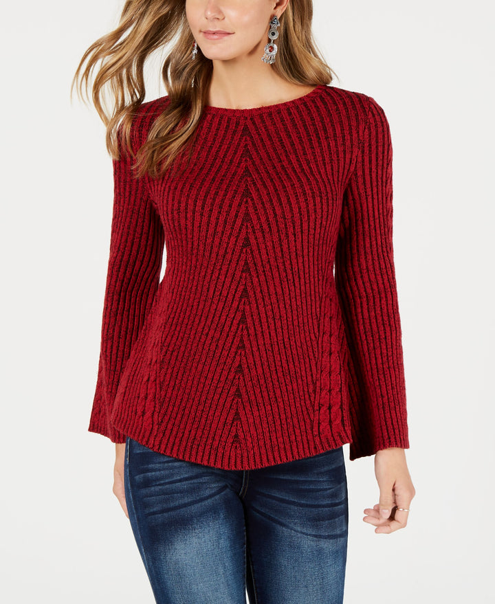 Style & Co Ribbed Cabled Fitted Sweater