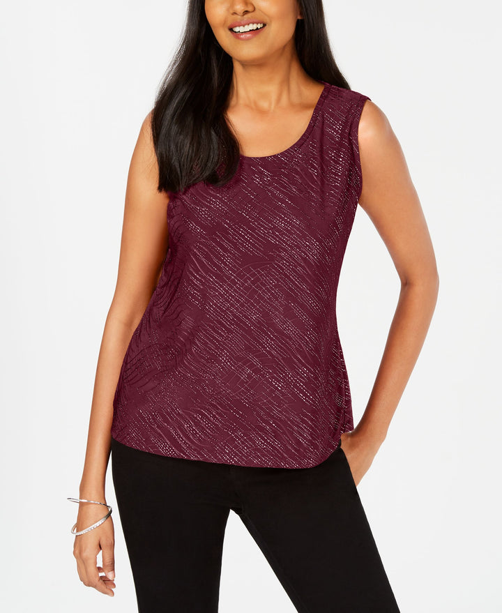 JM Collection Petite Jacquard Print Top