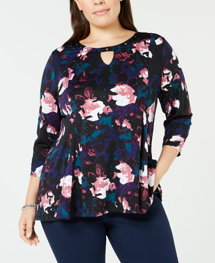 NY Collection Plus Size Embellished Trapeze Top