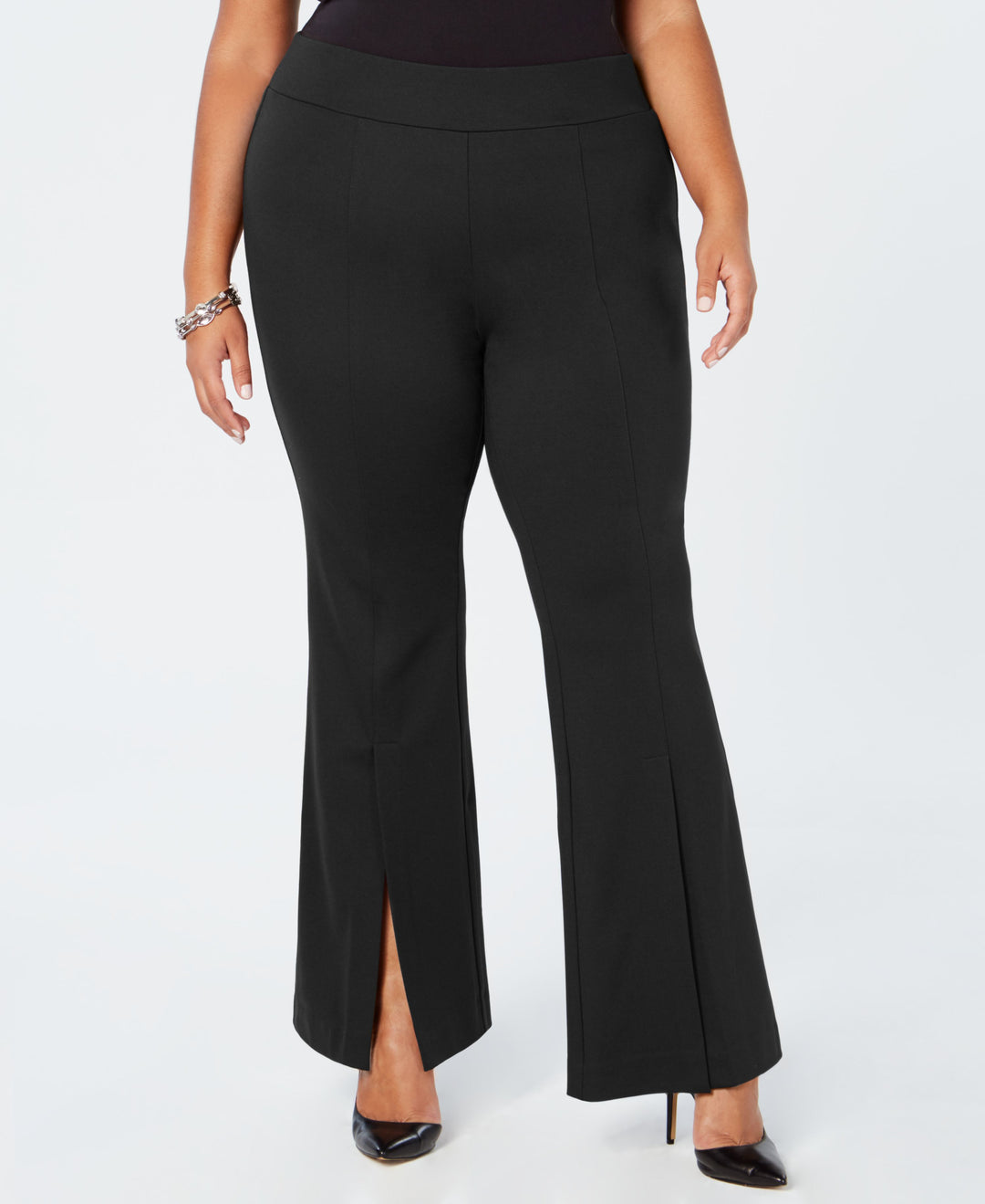 I.N.C. Plus & Petite Plus Size Pont&eacute;-Knit Slit-Front Pants
