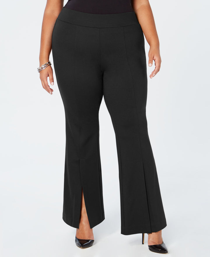 I.N.C. Plus & Petite Plus Size Pont&eacute;-Knit Slit-Front Pants