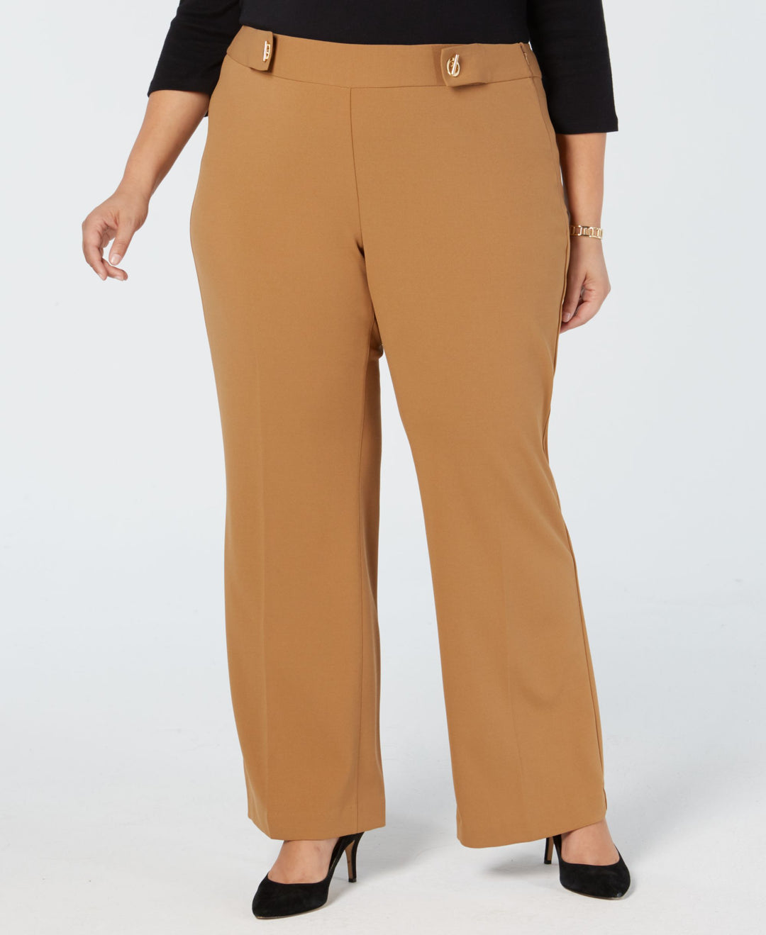 I.N.C. Plus & Petite Plus Size Grommet-Detail Wide-Leg Pants