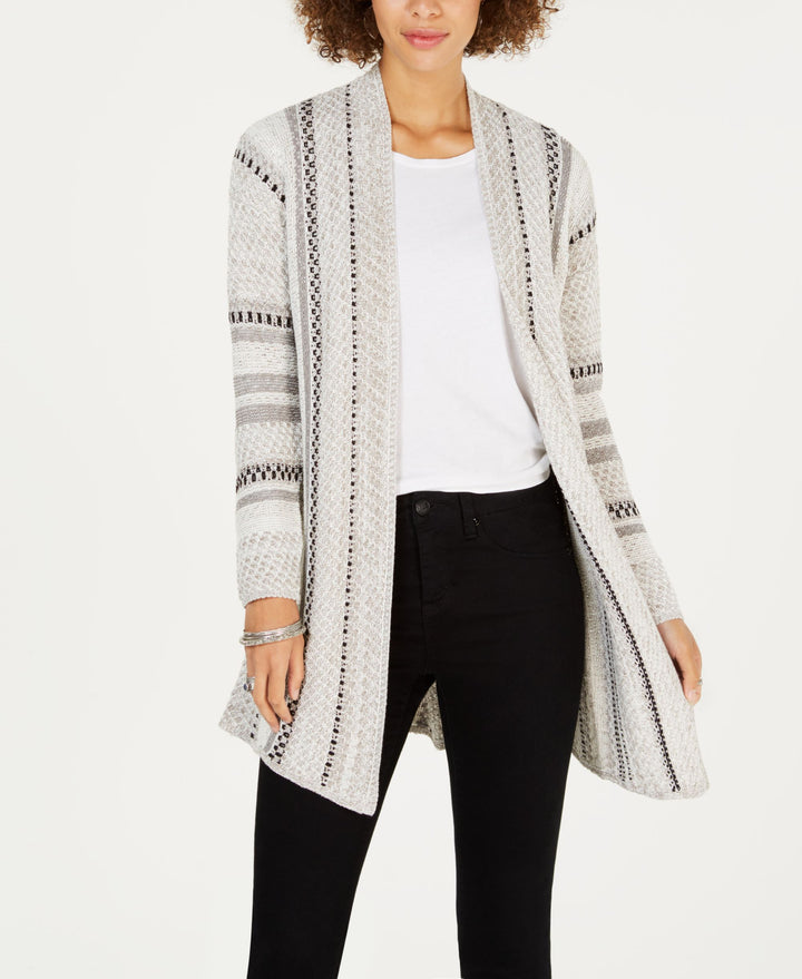 Style & Co Jacquard Stripe Open Front Cardigan