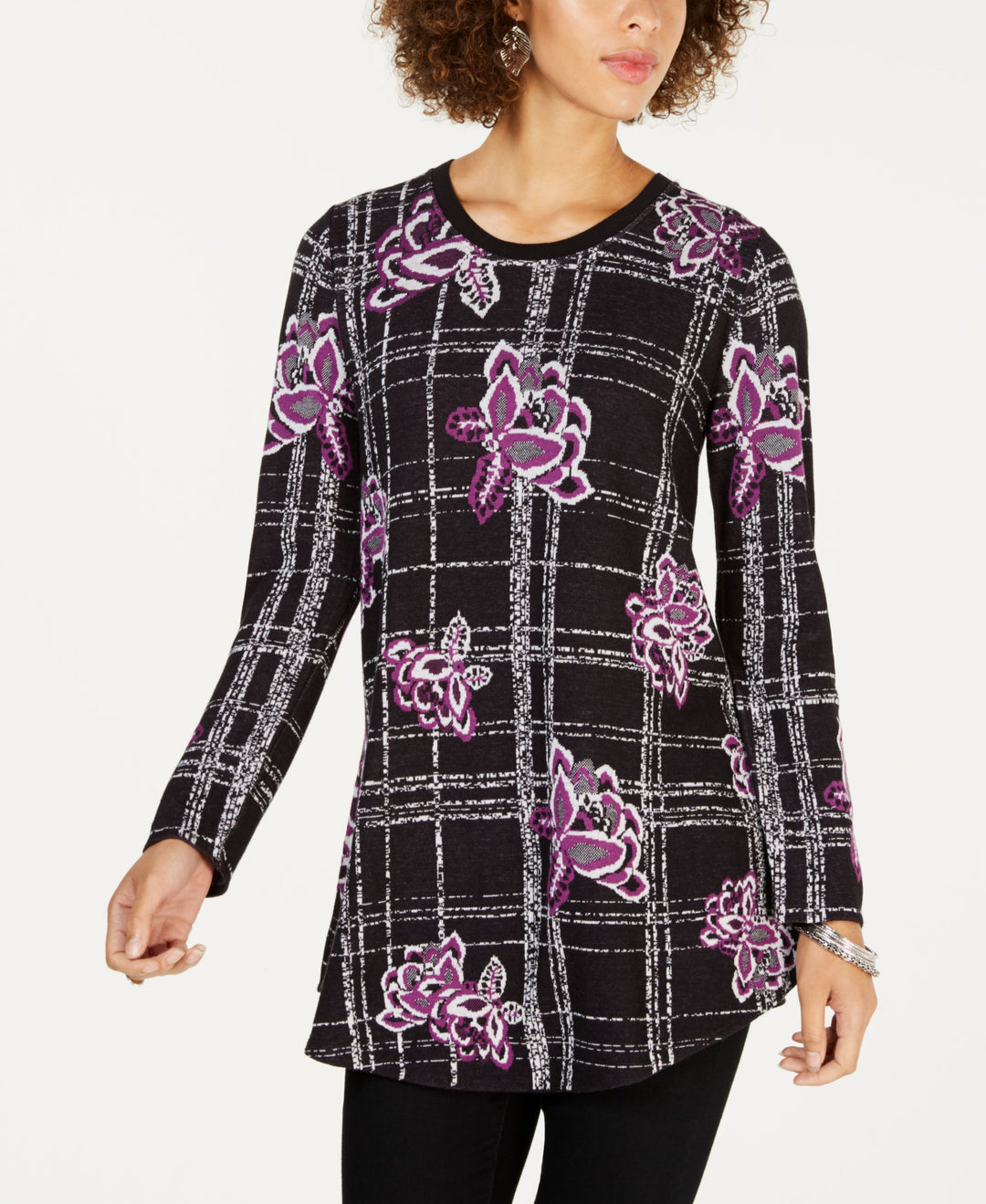 Style & Co Petite Jacquard Tunic Sweater