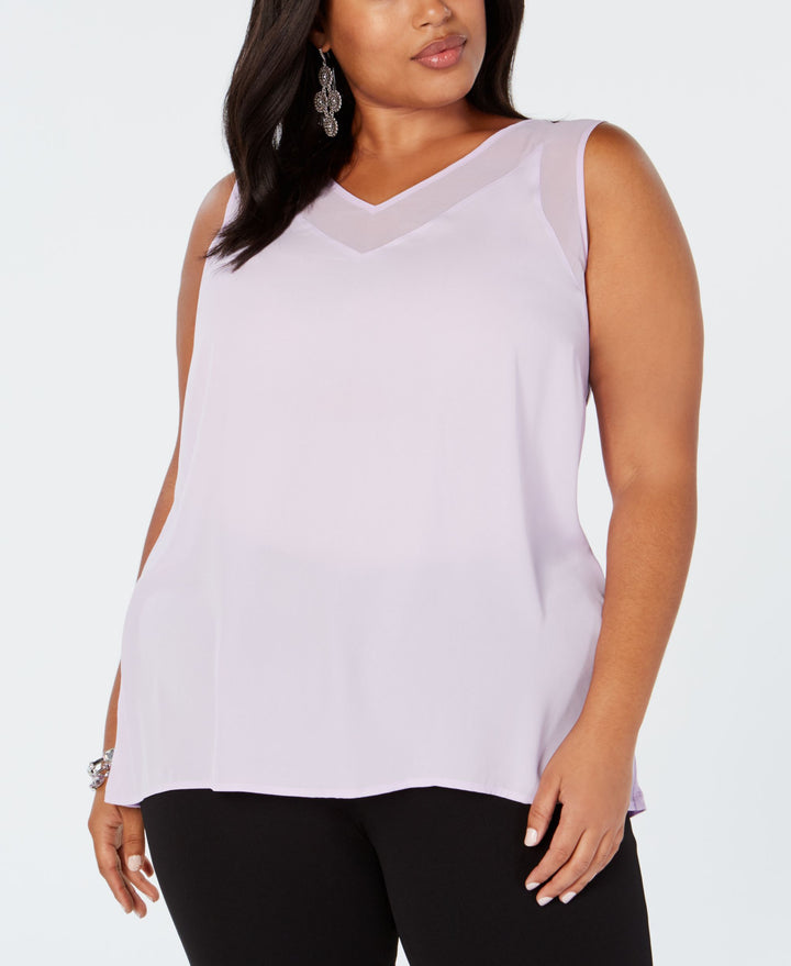 INC Plus Size Sheer-Trim Tank
