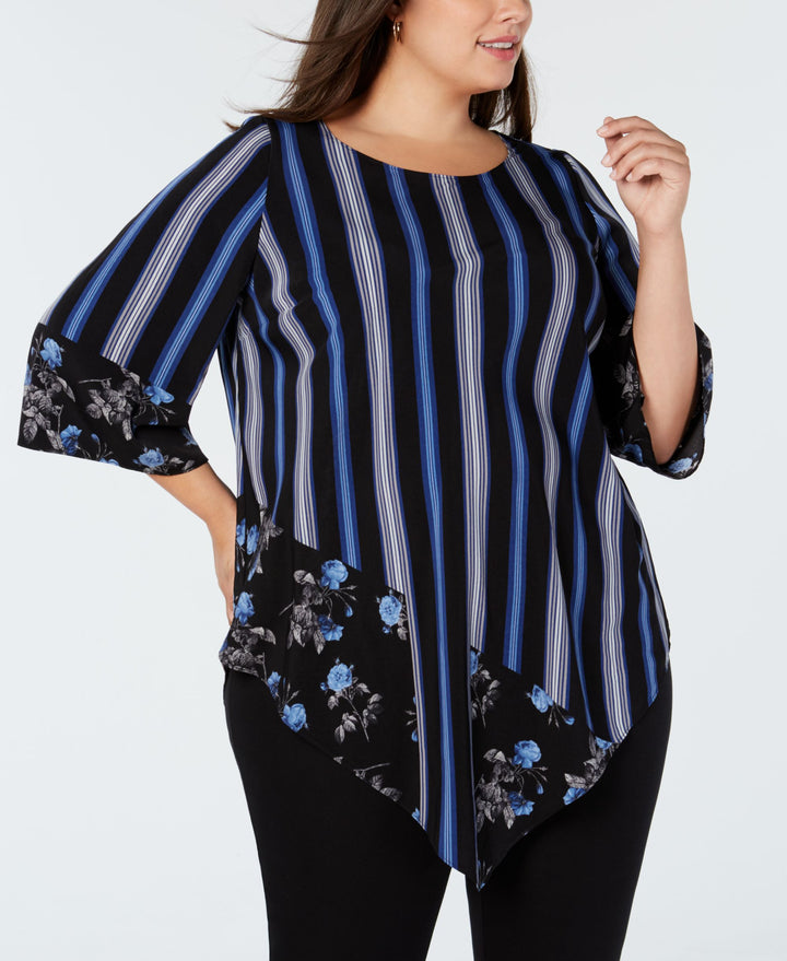Alfani Plus Size Mixed Print V Hem Tunic