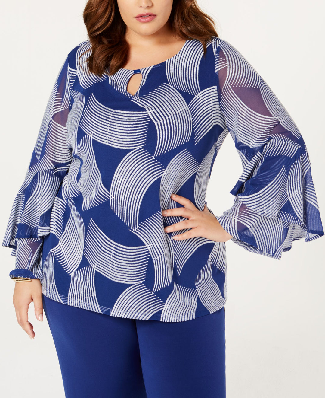 Alfani Plus Size Ruffled Sleeve Top