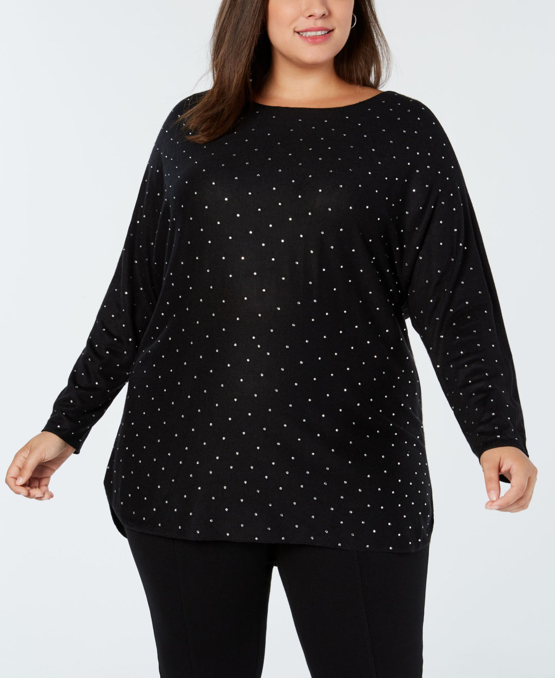 Plus Size Embellished Shirttail Sweater