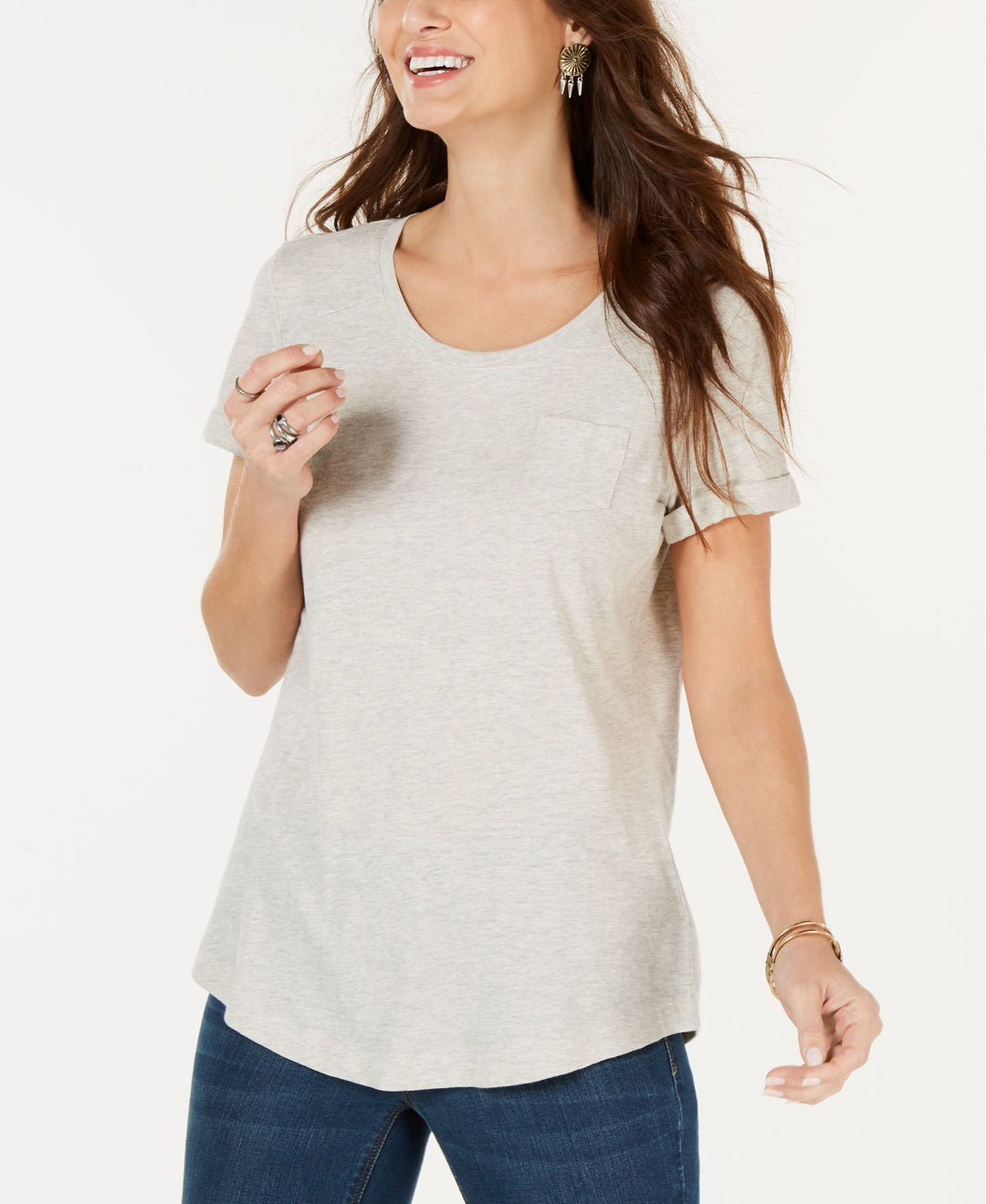 Style & Co Cuffed Sleeve Cotton T-Shirt