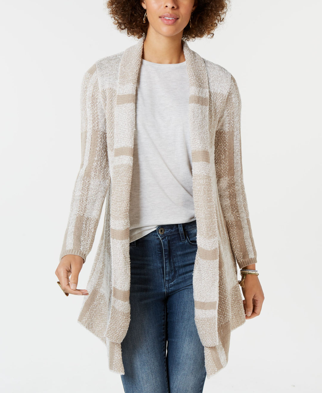 Petite Plaid Boucle Cardigan