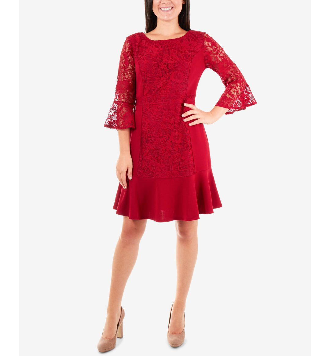 NY Collection Lace Flounce Hem Shift Dress USAFashion NY Collection Lace Flounce Hem Shift Dress USAFashion