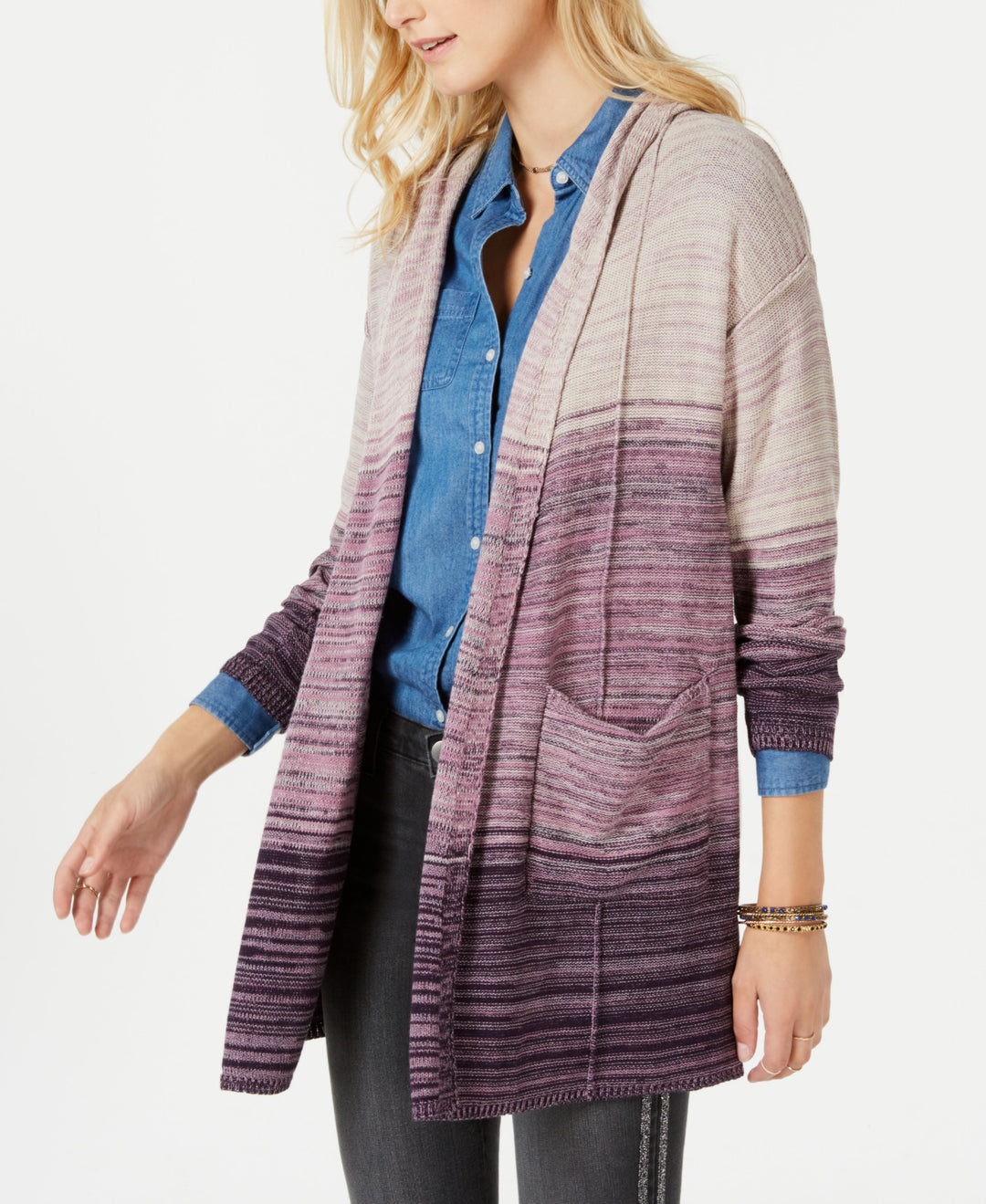 Style & Co Marled Knit Hooded Cardigan