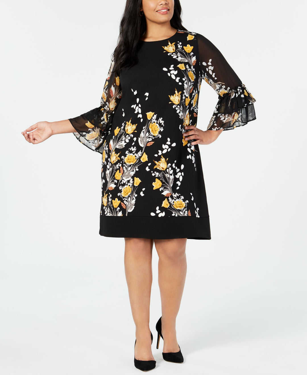 Alfani Plus Size Floral Print Bell Sleeve Dress