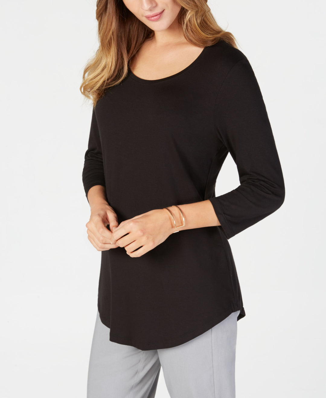 3/4-Sleeve Scoop Neck Top