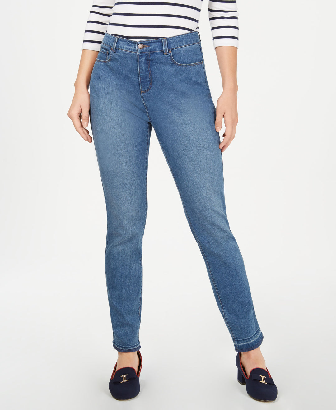 Charter Club Tummy Control Frayed Cuff Skinny Jeans