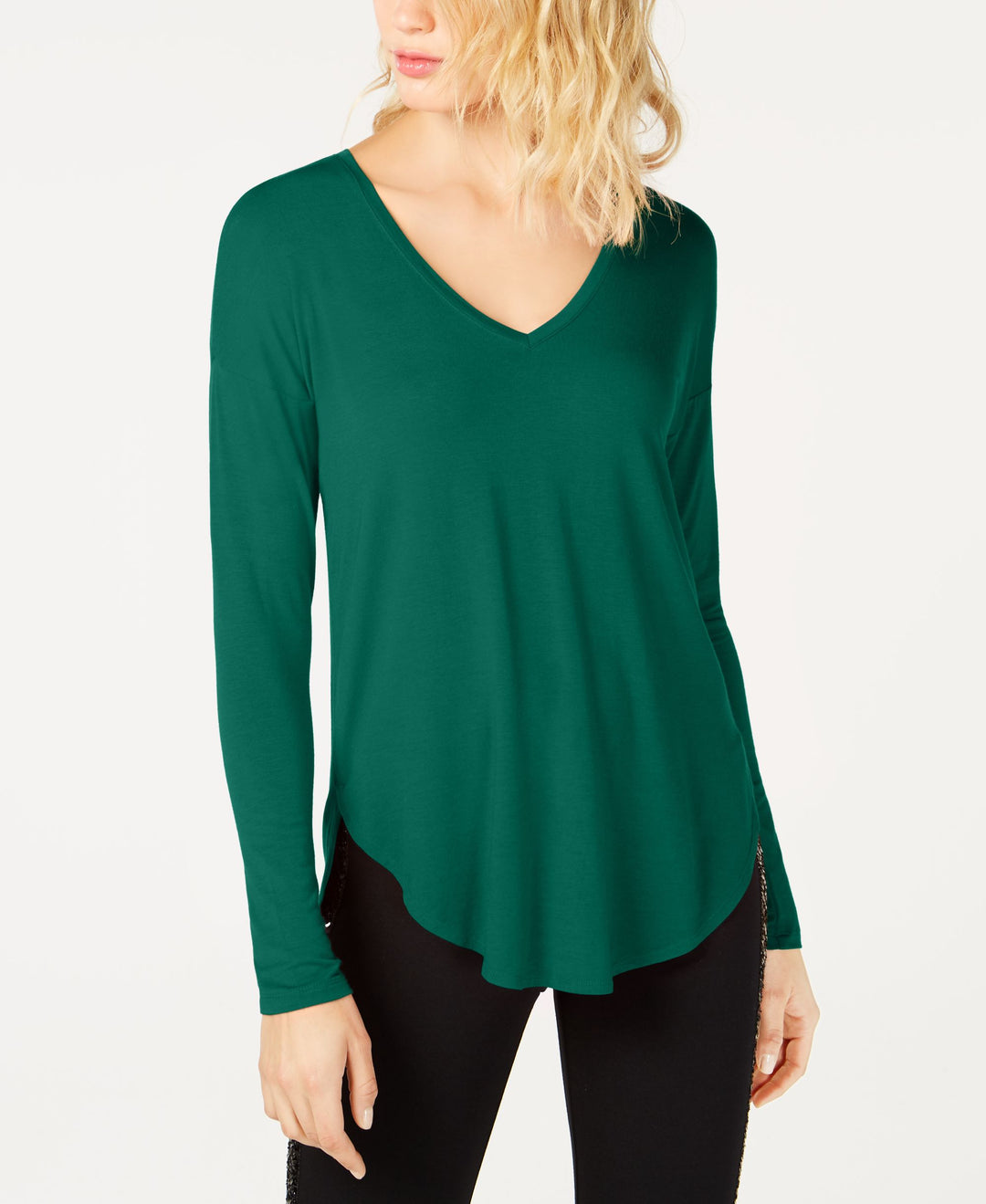 I.N.C. Plus Size V-Neck Curved-Hem T-Shirt