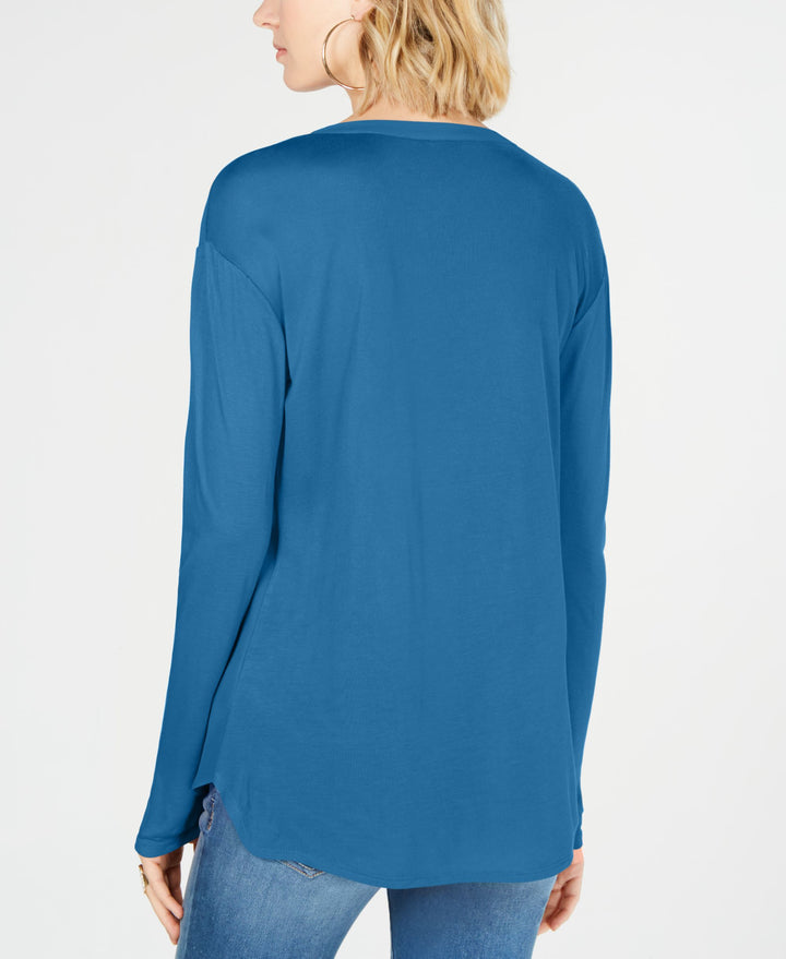 Petite Split Neck Top