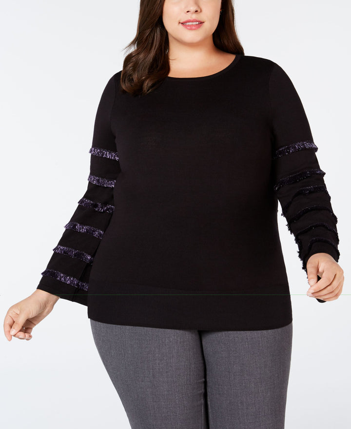 Plus Size Fringe-Sleeve Sweater