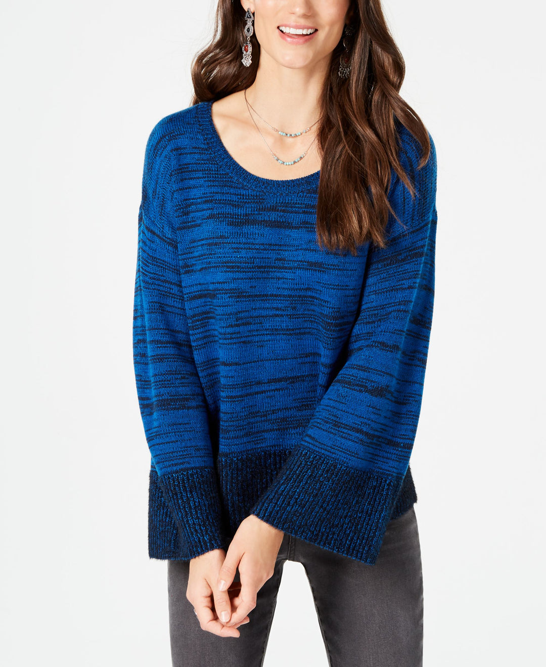 Style & Co Petite Colorblock Boxy Pullover Sweater