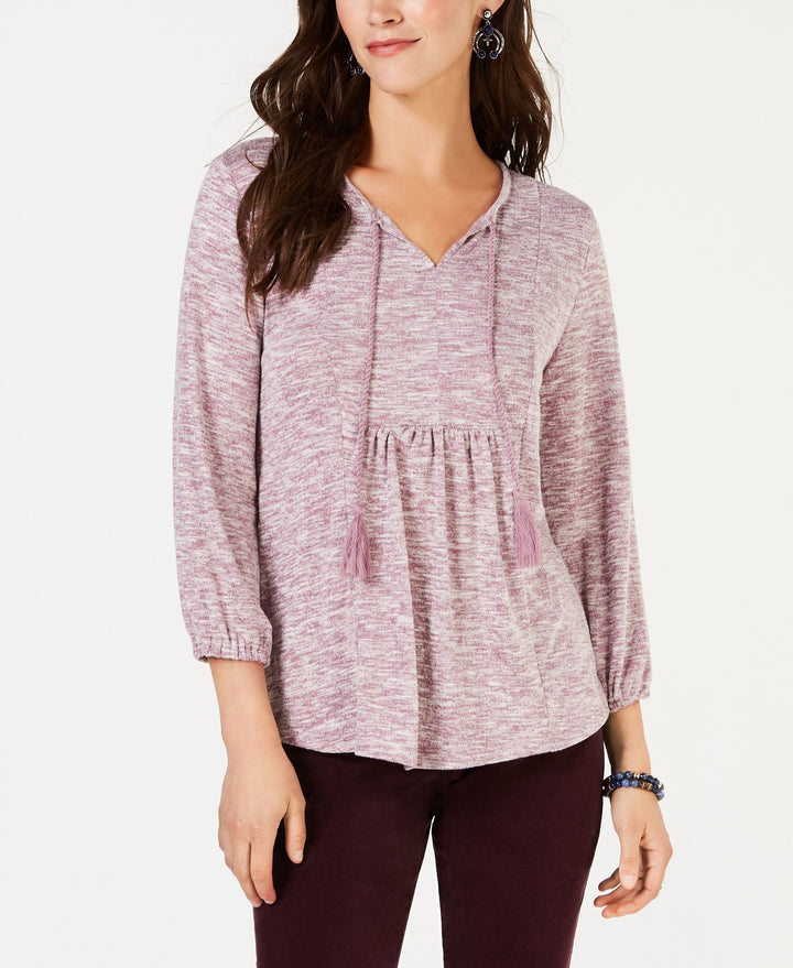 Pleated Tassel-Tie Top